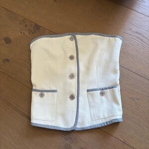 Cream and Gray Textured Blouse with Tailored Design